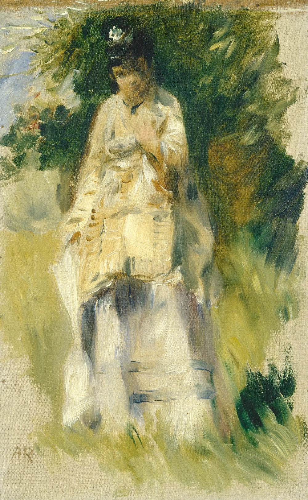 Femme debout près d'un arbre - Pierre-Auguste Renoir image 1 copie peinte à la main à l’huile