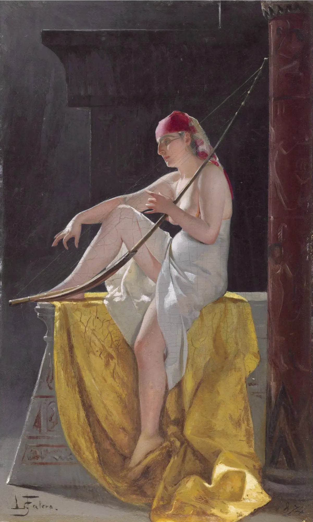 Femme égyptienne avec une harpe - Luis Ricardo Falero - Alpha Reproduction