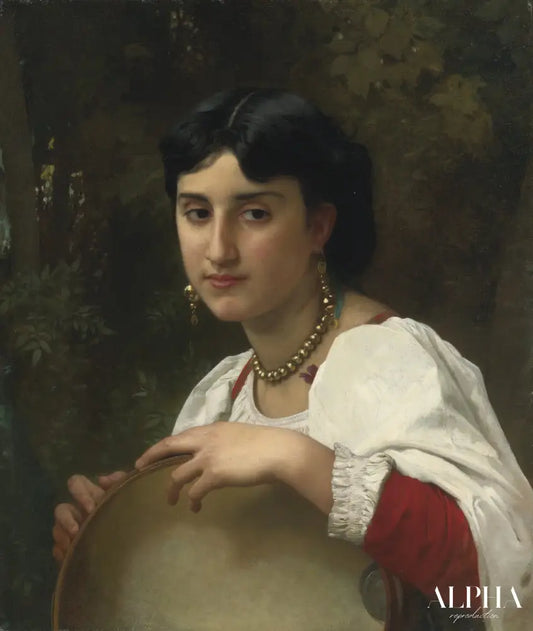 Femme italienne avec tambourin - William Bouguereau - Reproductions de tableaux et peintures haut de gamme