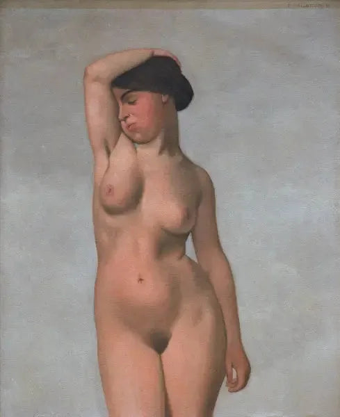 Femme nue avec un soutien-gorge relevé - Félix Vallotton image 1 copie de tableau peinte à la main