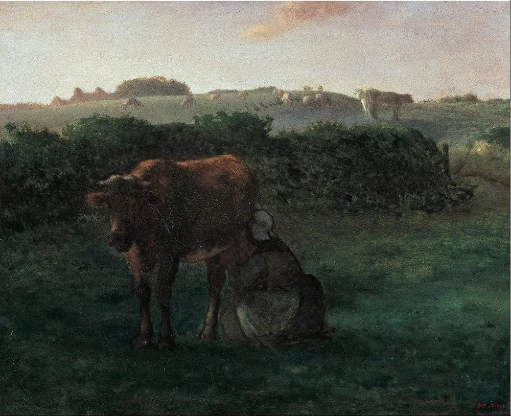 Femme traçant une vache - Jean-François Millet - Alpha Reproduction