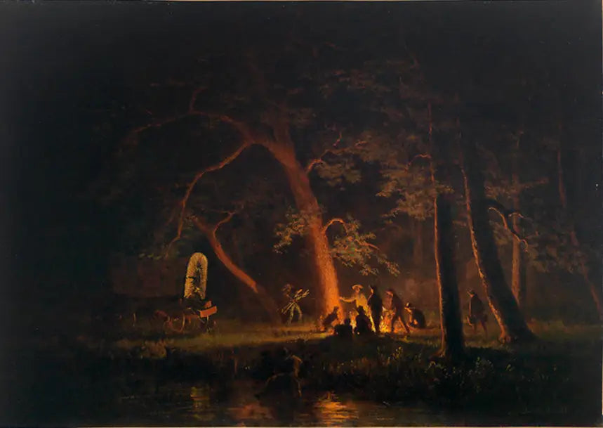 Feu de camp - Albert Bierstadt image 1 reproduction de peinture à l’huile