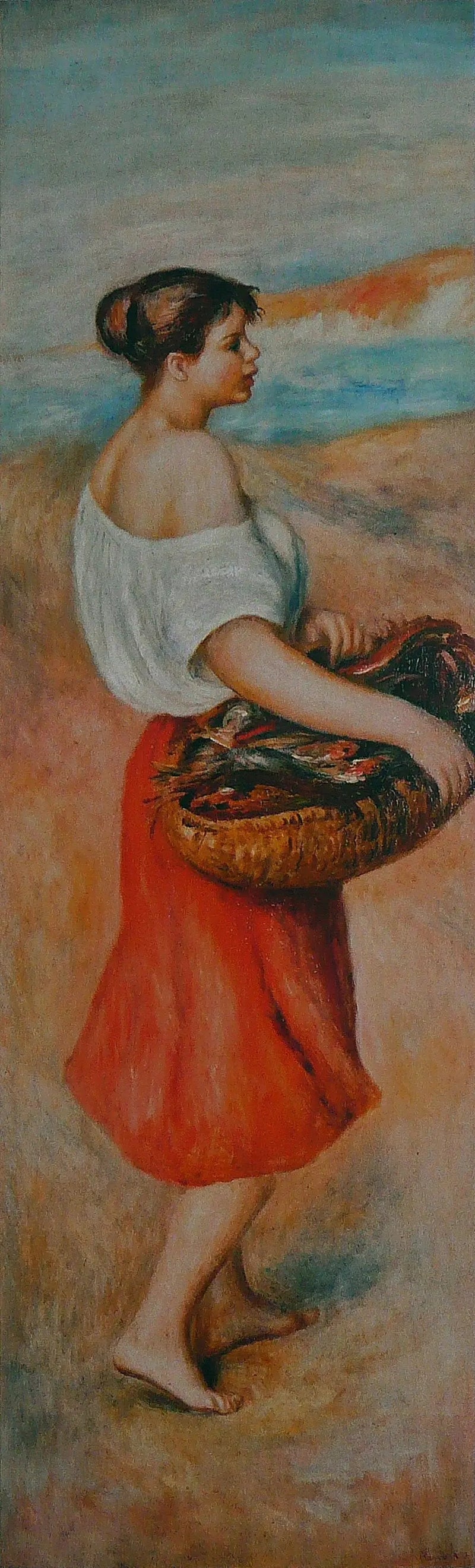 فتاة مع سلة من الأسماك - بيير-أوغست رينوار