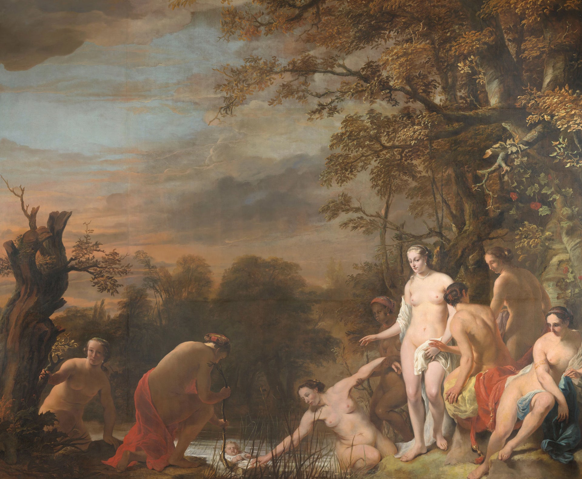 La fille du Pharaon trouve Moïse dans le panier de joncs. - Ferdinand Bol