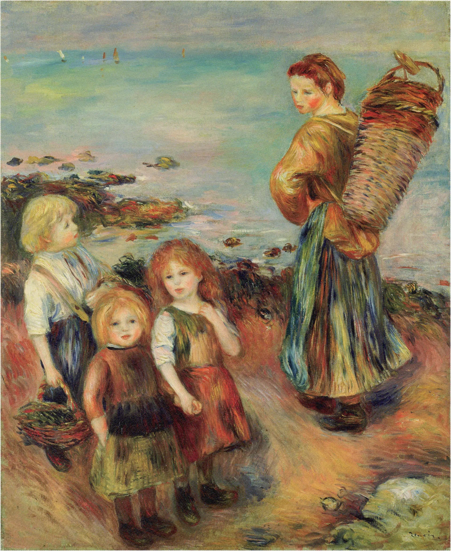 Filles à la pêche aux moules - Pierre-Auguste Renoir image 1 reproduction de peinture à l’huile