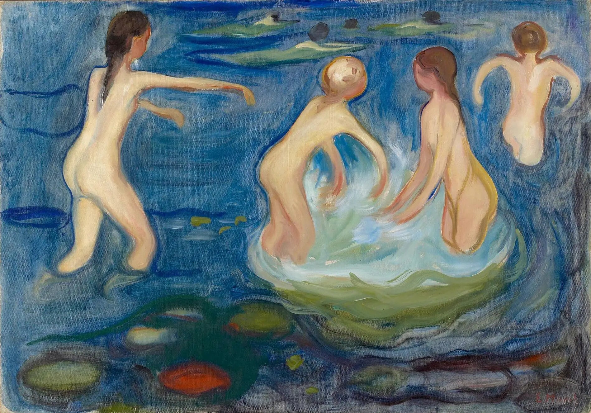 Reproduction du tableau « Filles se baignant - Edvard Munch » par Alpha Reproduction en peinture à l’huile