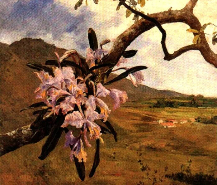 Flores de mayo y paisaje - Arturo Michelena image 1 tableau peint à l’huile sur toile