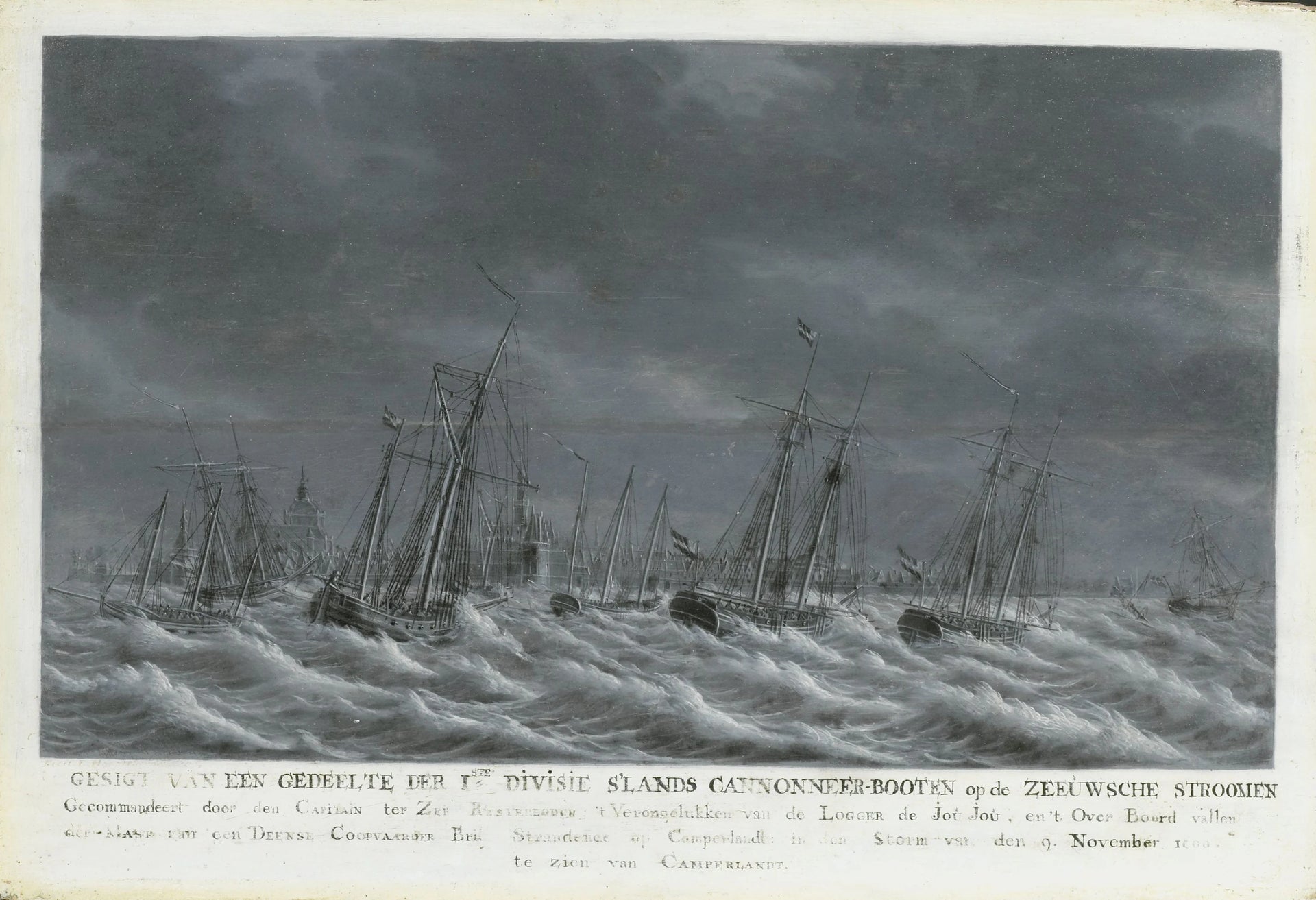 La flotte batave au large de Veere, 1800 - Engel Hoogerheyden