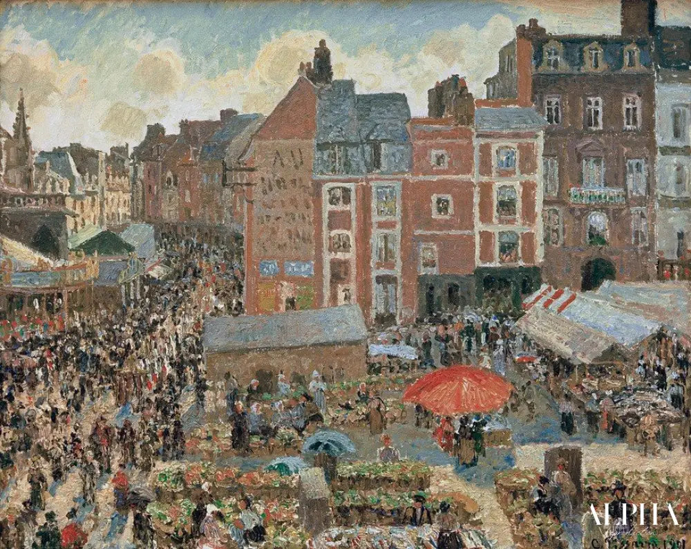 Foire à Dieppe, Le soleil, Après-midi - Camille Pissarro - Reproductions de tableaux et peintures haut de gamme