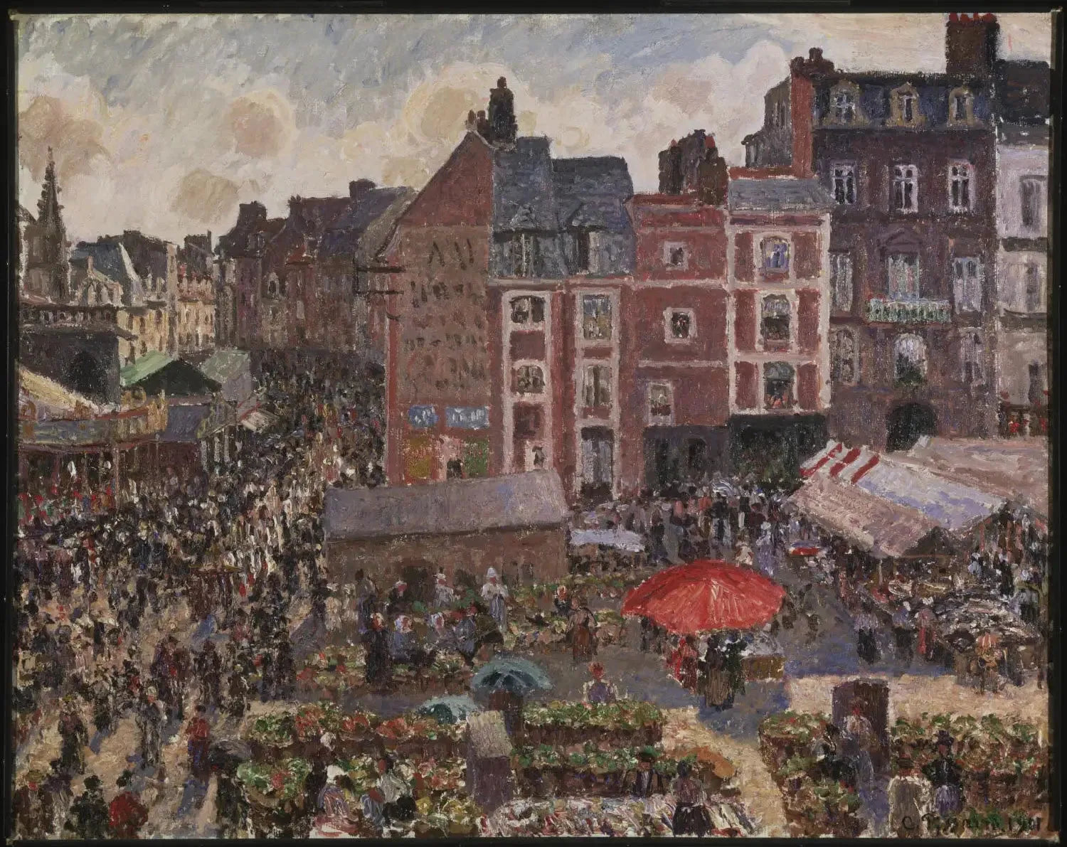 Foire par un après-midi ensoleillé, Dieppe - Camille Pissarro image 1 copie peinte à la main à l’huile