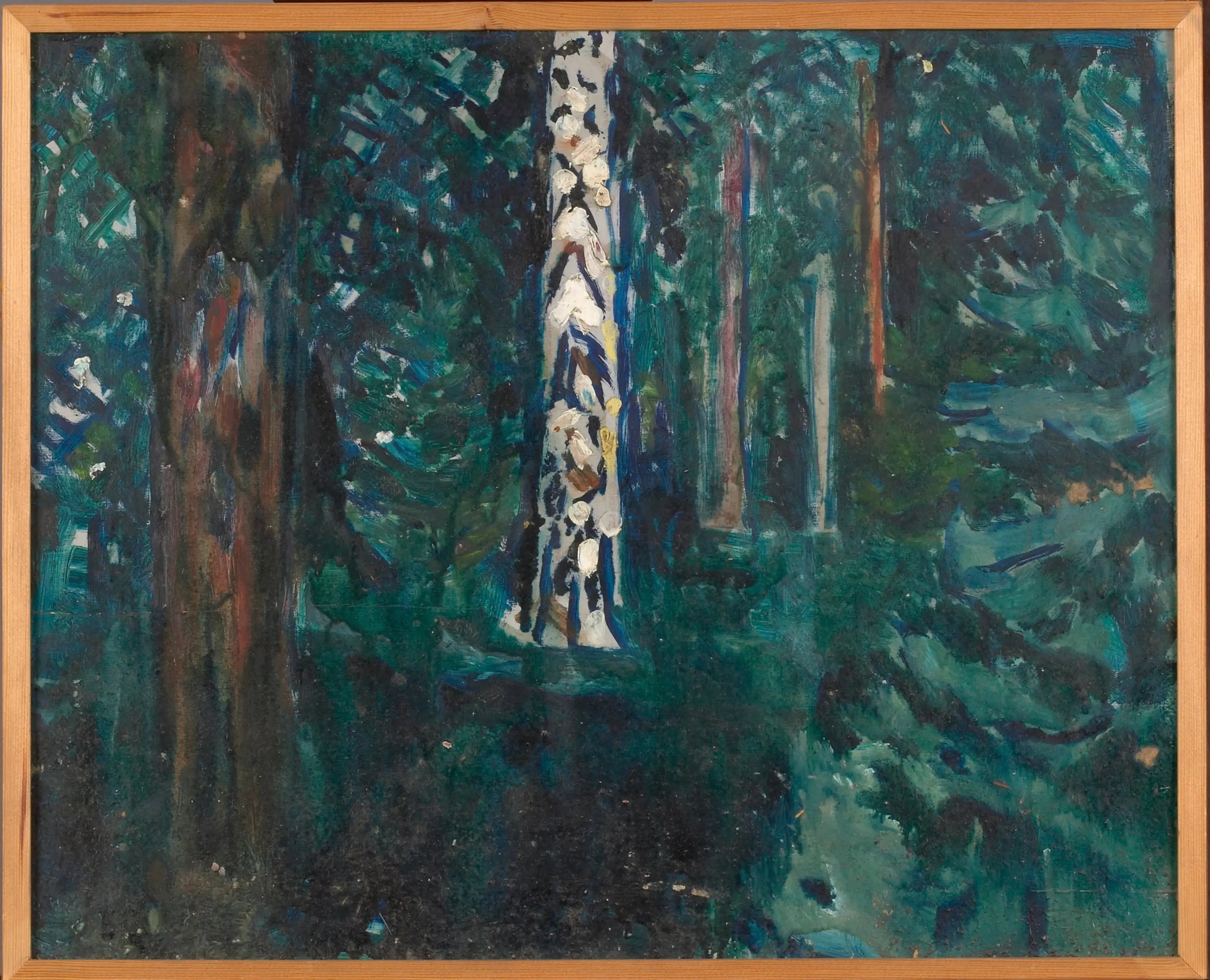 Reproduction du tableau « Forêt aux troncs de bouleau - Edvard Munch » par Alpha Reproduction en peinture à l’huile