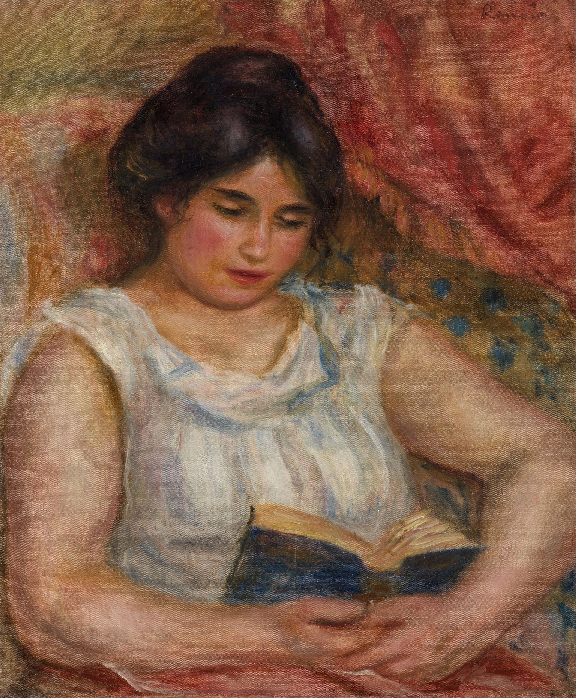 Gabrielle lisant, 1906, Pierre-Auguste Renoir, Staatliche Kunsthalle Karlsruhe – reproduction peinture à l’huile