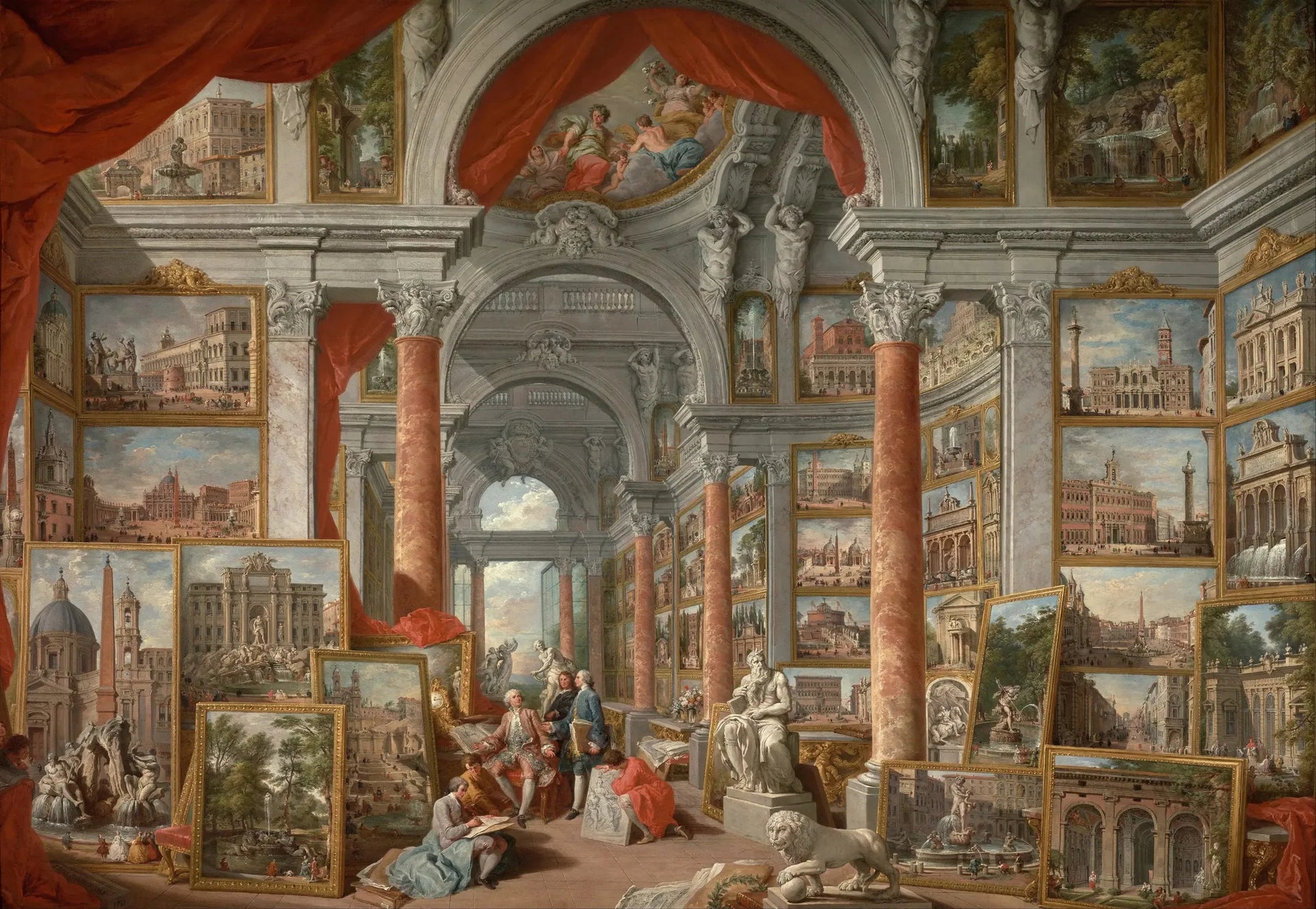 Galerie de vues de la Rome moderne - Giovanni Paolo Panini image 1 copie peinte à la main à l’huile