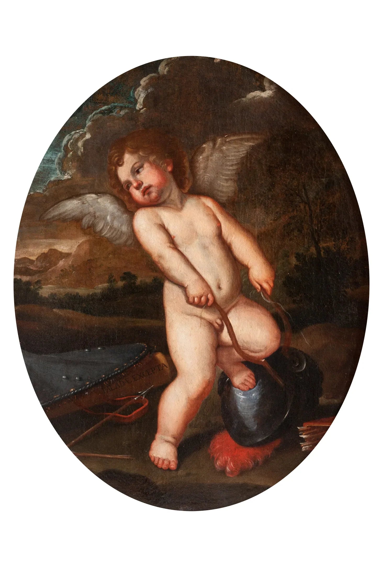 Gefügelter Putto mit den Instrumenten von Minerva - Francesco Albani image 1 reproduction d’œuvre d’art à l’huile