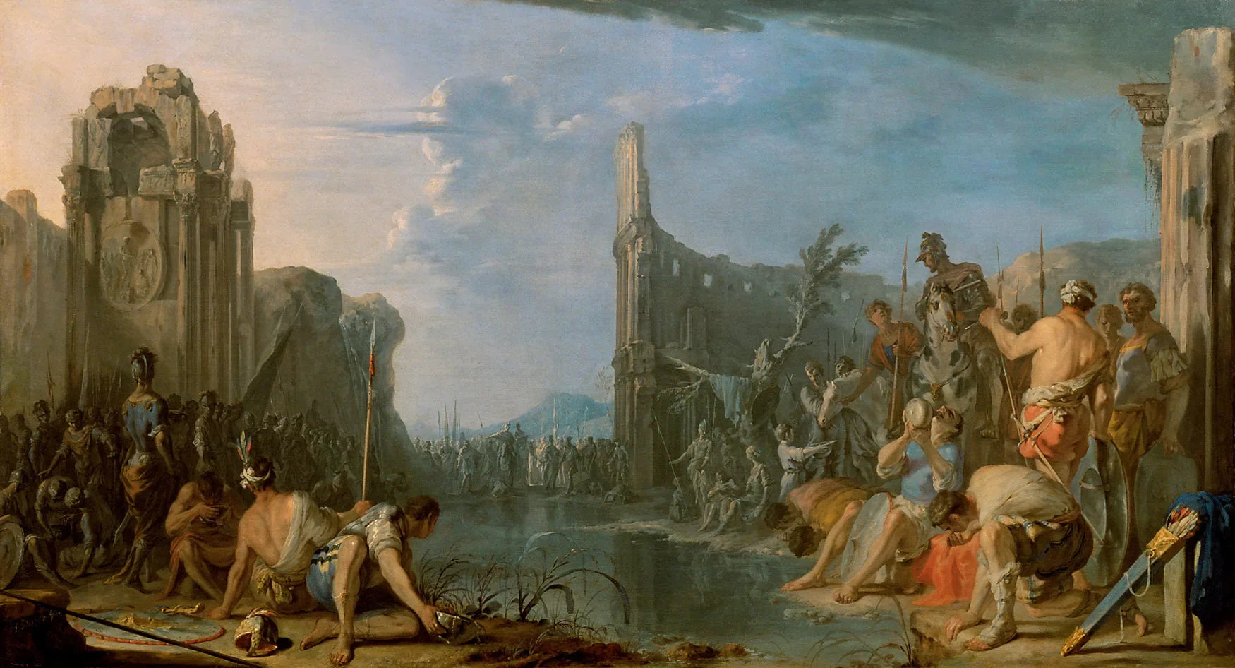 Gideon vérifie son armée - Johann Heinrich Schönfeld image 1 copie peinte à la main à l’huile
