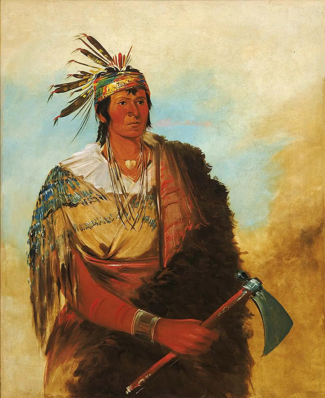 Go-to-ków-páh-ah se tient seul un brave distingué - George Catlin - Alpha Reproduction