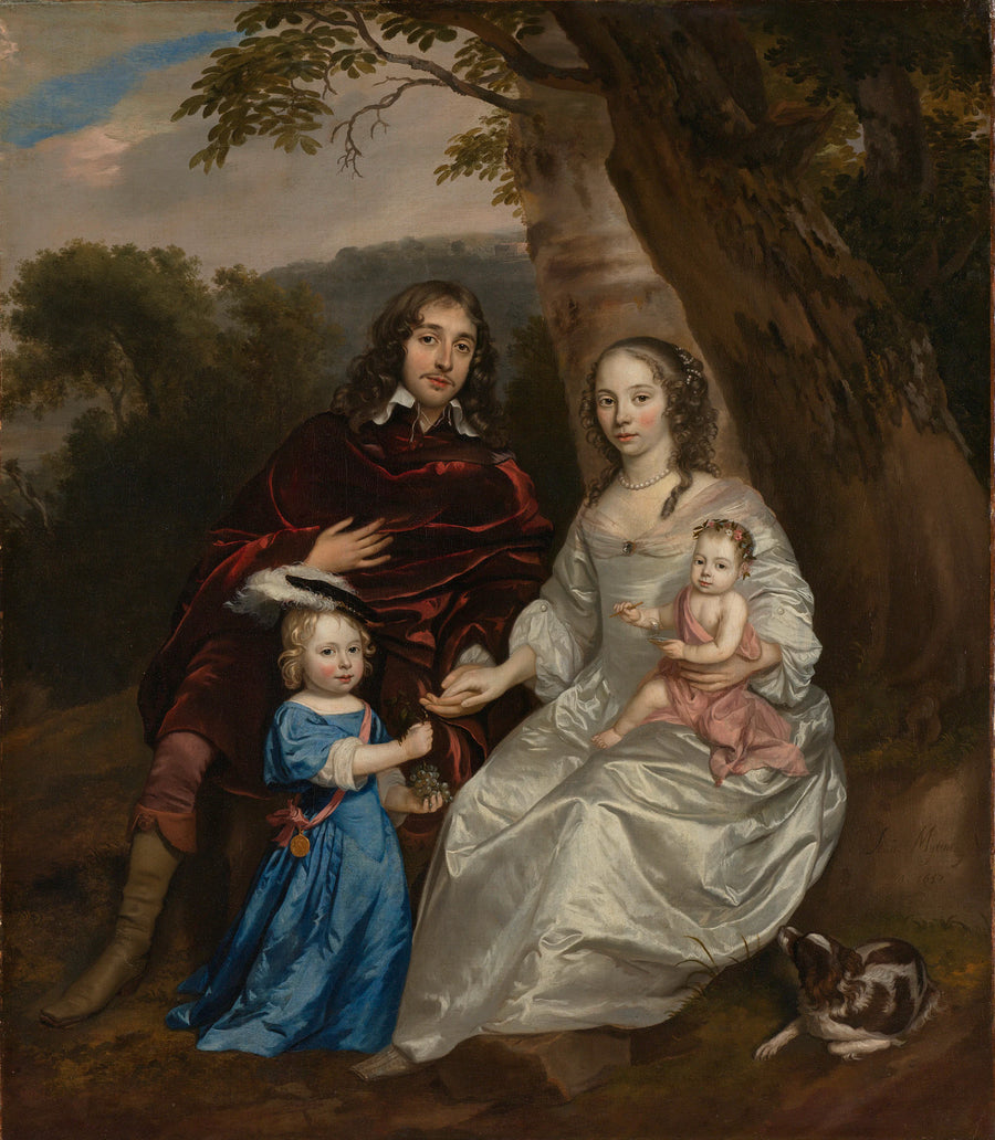 Govert van Slingelandt (1623-90), seigneur de Dubbeldam. Avec sa première épouse Christina van Beveren et leurs deux fils - Jan Mytens