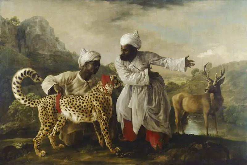 غوريلا و غزال مع اثنين من الهنود - جورج ستوبس