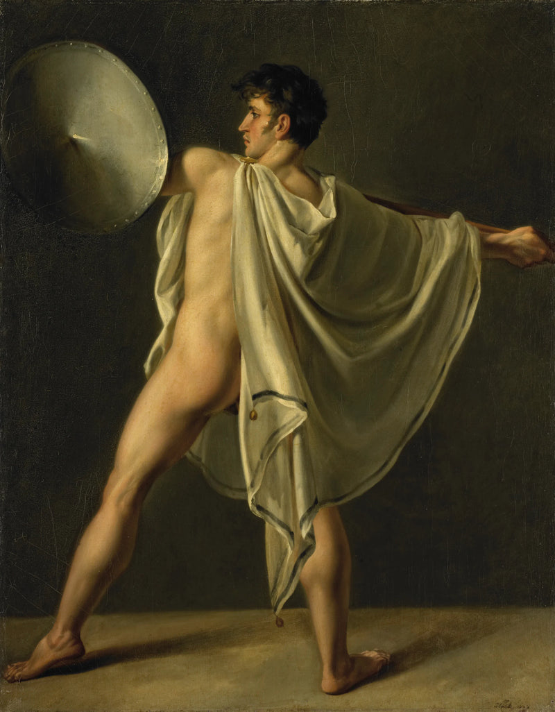 Guerrier avec lance et bouclier. - Jean-Eugène-Charles Alberti