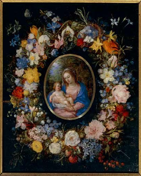 Guirlande de fleurs avec la Vierge et l'Enfant - Jan Brueghel l'Ancien image 1 copie peinte à la main à l’huile