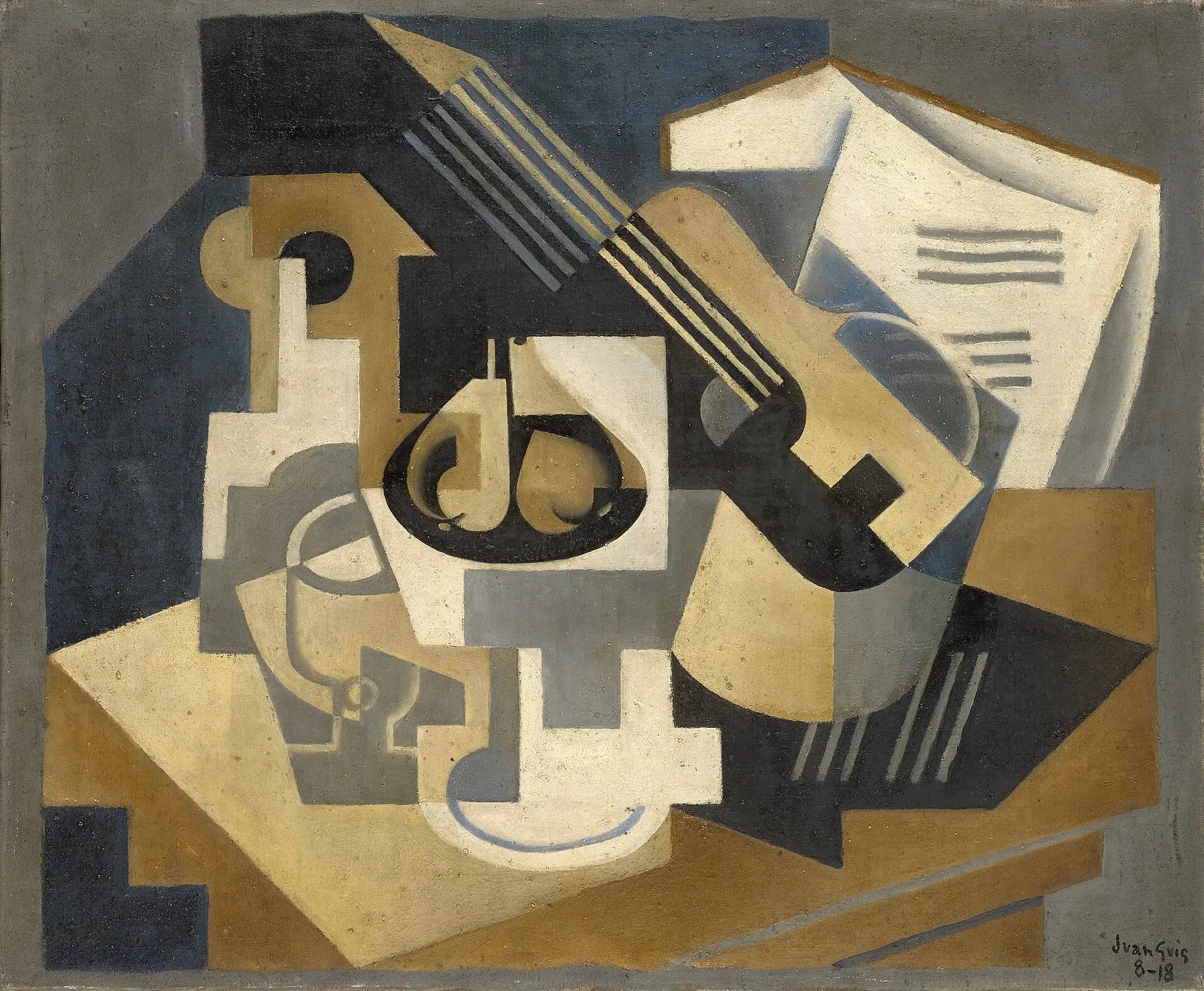 Guitare et compotier sur une table - Juan Gris - Alpha Reproduction