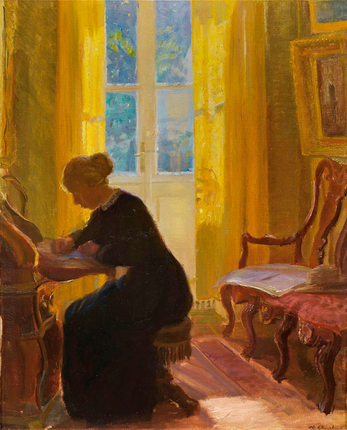 Helga Ancher est en train d'écrire. - Anna Ancher