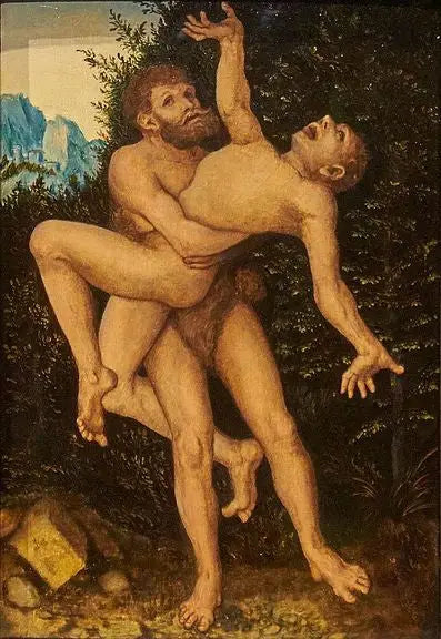 Hercule et Antéaos - Lucas Cranach the Elder image 1 copie de tableau peinte à la main