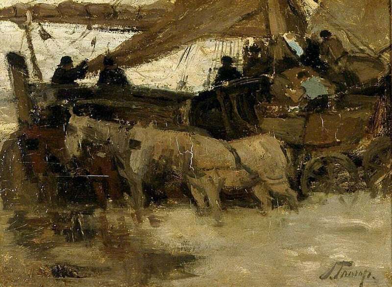 Het afladen van een bomschuit - Jan Toorop