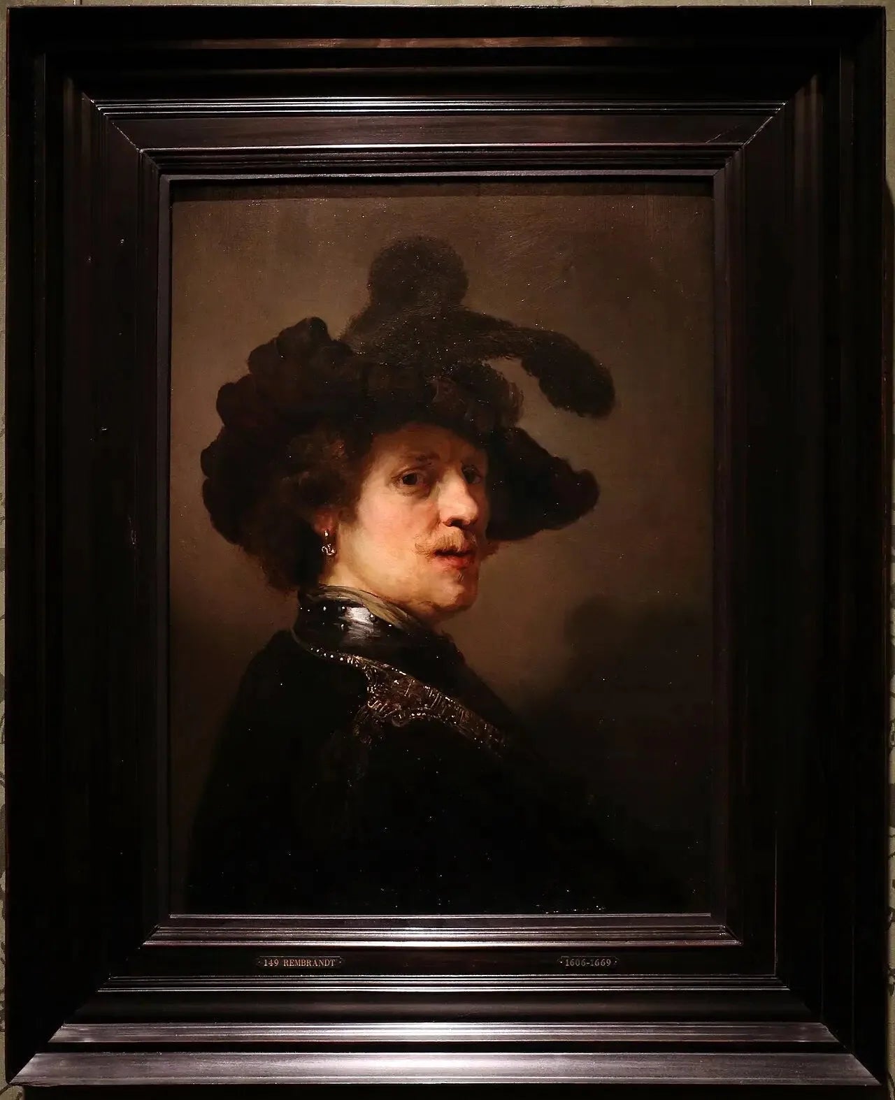Homme au chapeau à plumes - Rembrandt image 2 copie de tableau peinte à la main