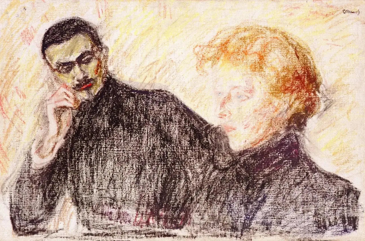 Homme brun et Femme rousse - Edvard Munch image 1 reproduction artisanale de tableau