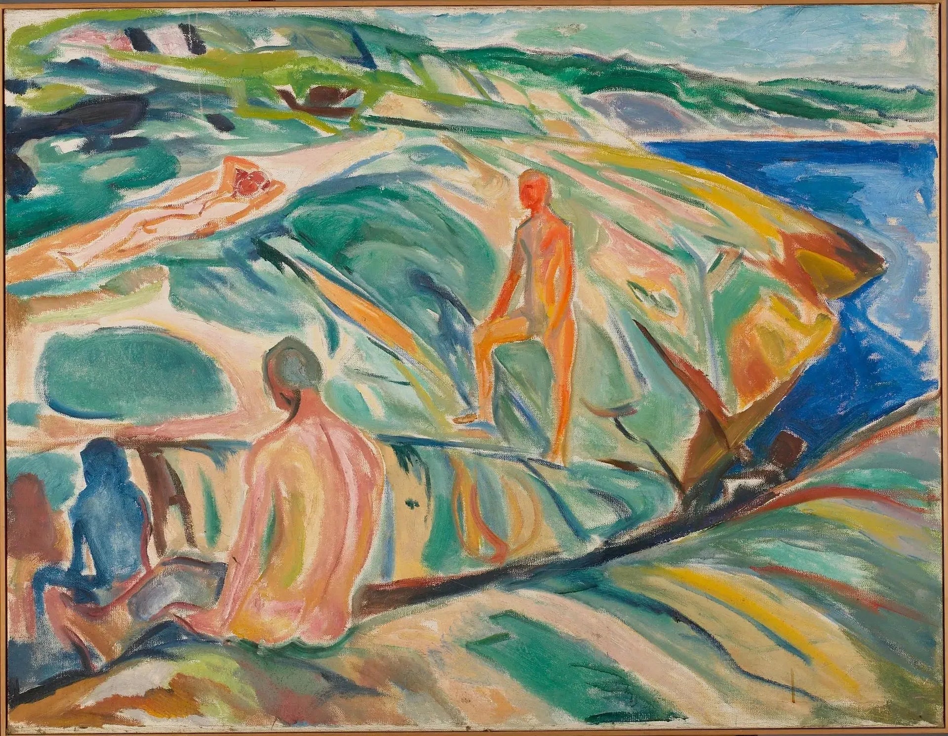 Hommes se baignant sur les rochers - Edvard Munch image 1 reproduction réalisée par Alpha Reproduction