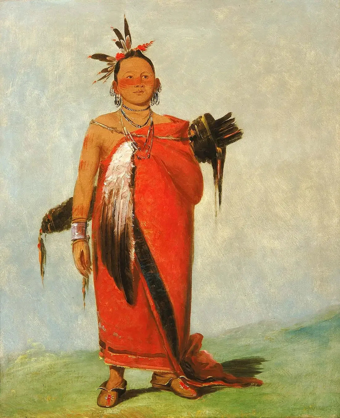 Hongs-káy-dee, Grand Chef, Fils de la Fumée - George Catlin image 1 copie de tableau peinte à la main