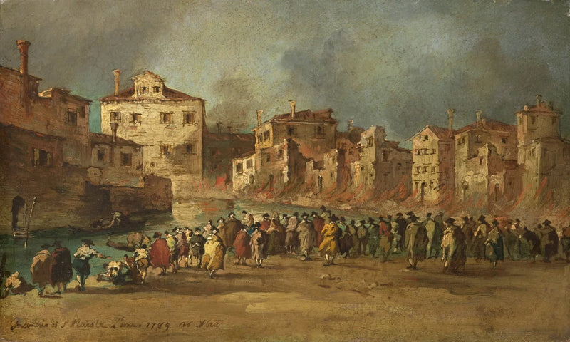 حريق في مستودع زيت سان ماركوولا، فينيسيا، 28 نوفمبر 1789 - فرانشيسكو غاردي
