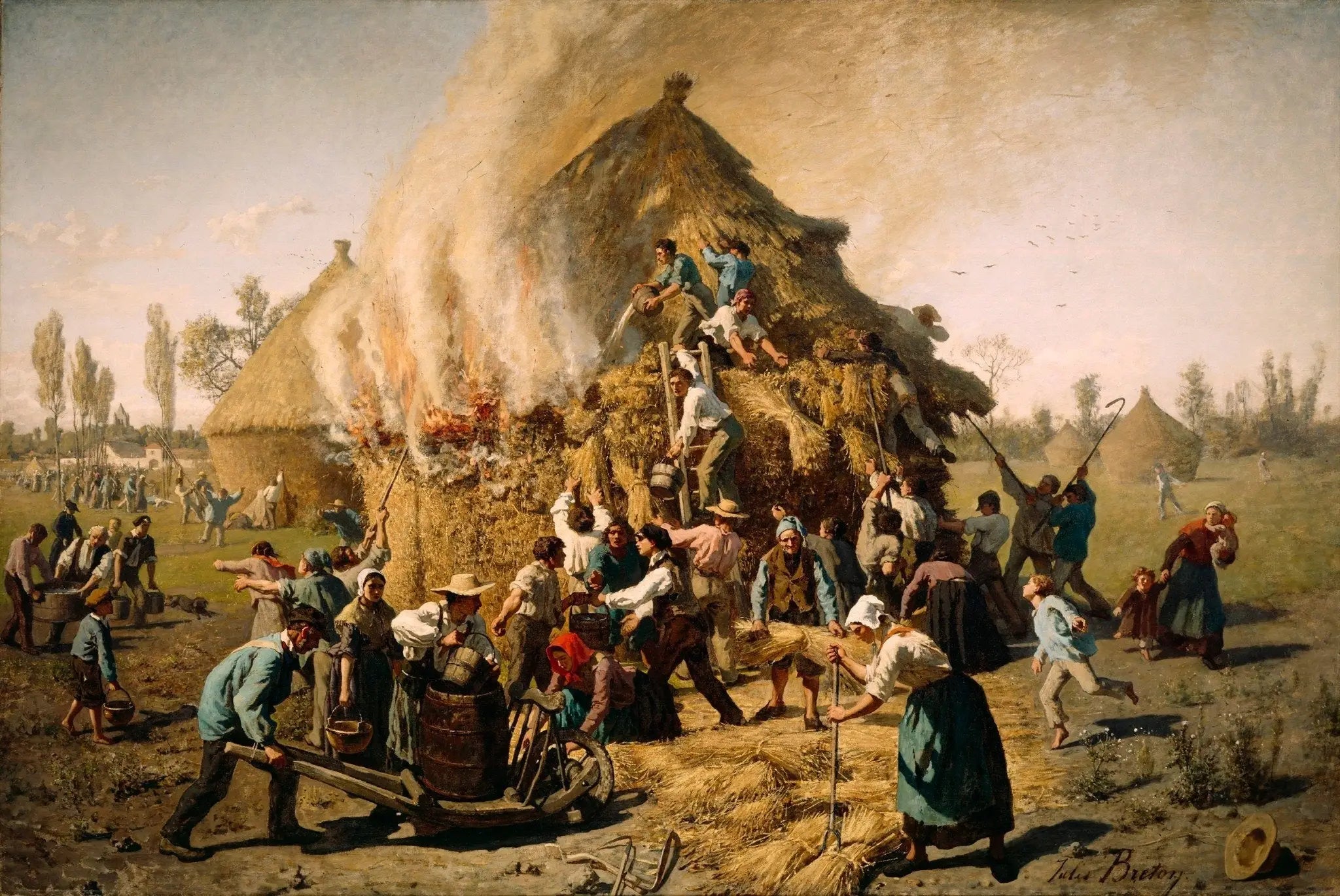 Incendie dans une botte de foin - Jules Breton - Alpha Reproduction