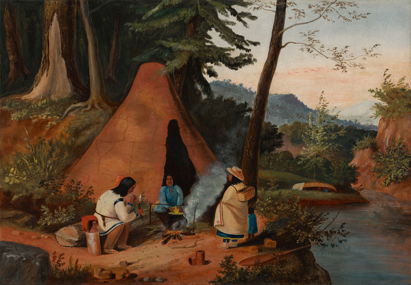 Indiens cuisinant du maïs - American 19th Century