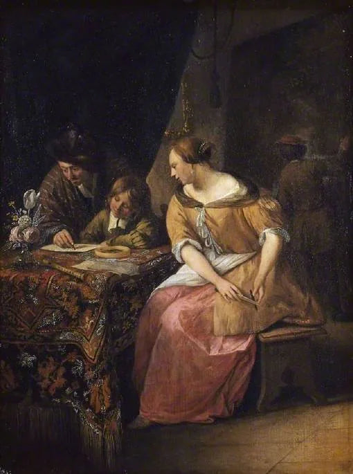 Intérieur avec un peintre et sa famille - Jan Steen image 1 reproduction artisanale de tableau