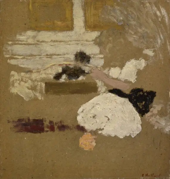 Intérieur avec une fille lisant et une femme en noir écrivant - Édouard Vuillard - Alpha Reproduction
