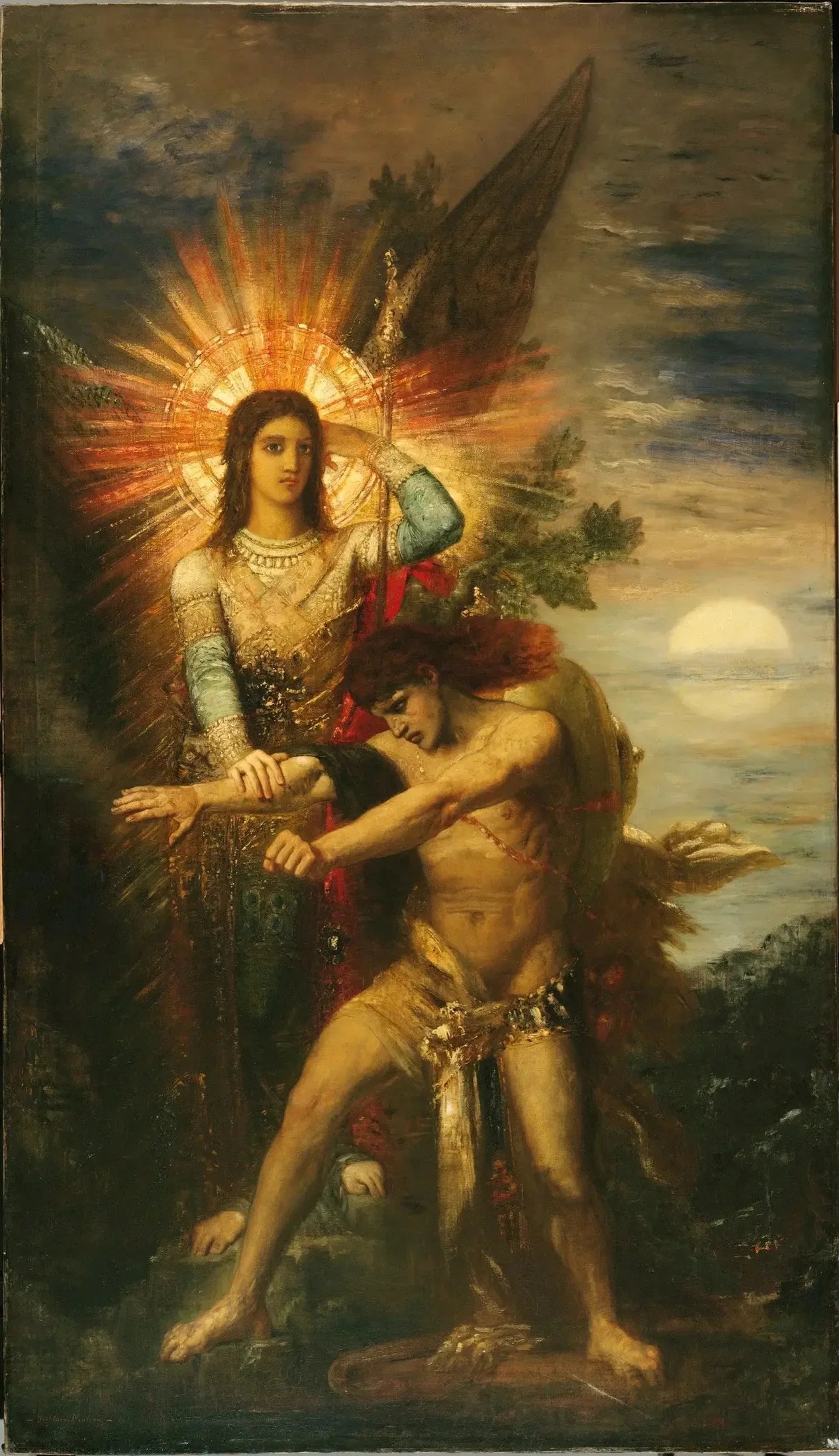 Jacob et l'ange - Gustave Moreau image 1 copie de tableau peinte à la main