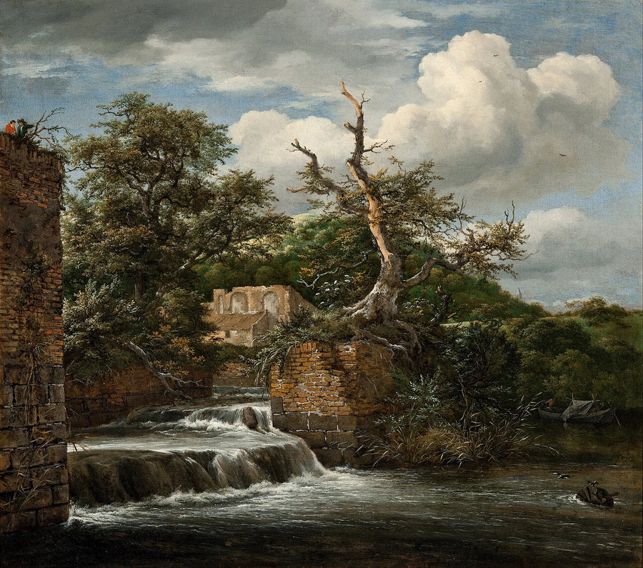 Paysage avec bief de moulin et ruines, peinture de Jacob van Ruisdael