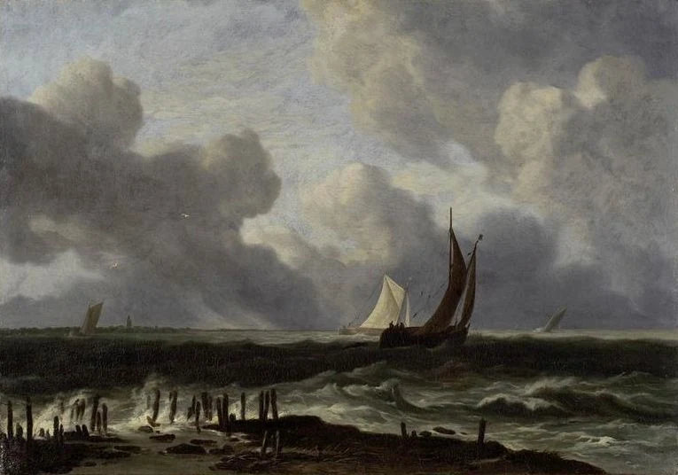 Mer houleuse sous un ciel d’orage, peinture de Jacob van Ruisdael
