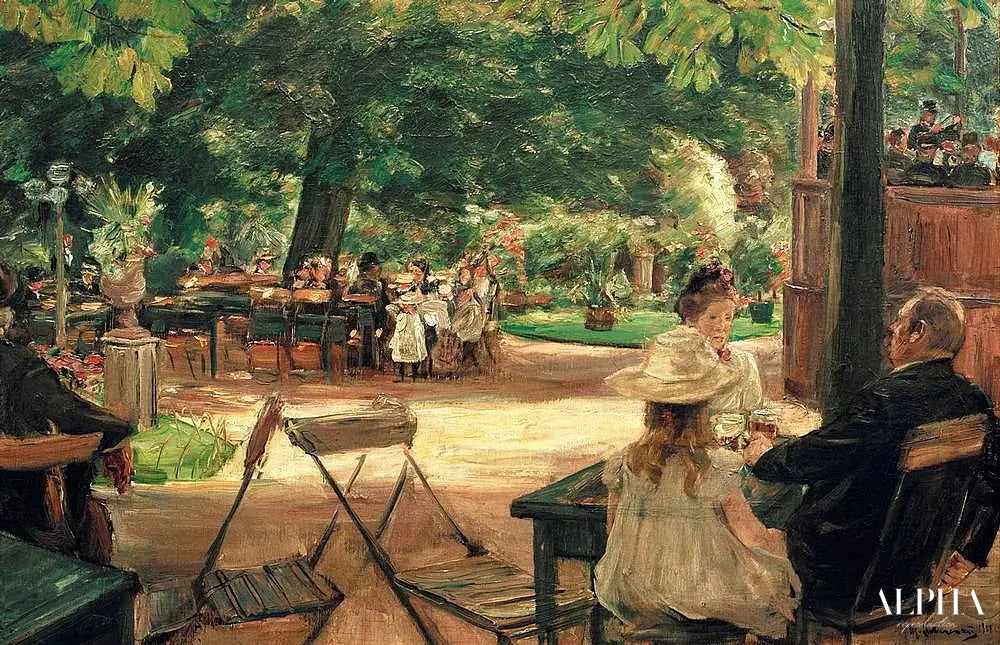 Jardin de restauration - terrasse de brasserie à Leiden (sous les tentes) - Max Liebermann - Reproductions de tableaux et peintures haut de gamme