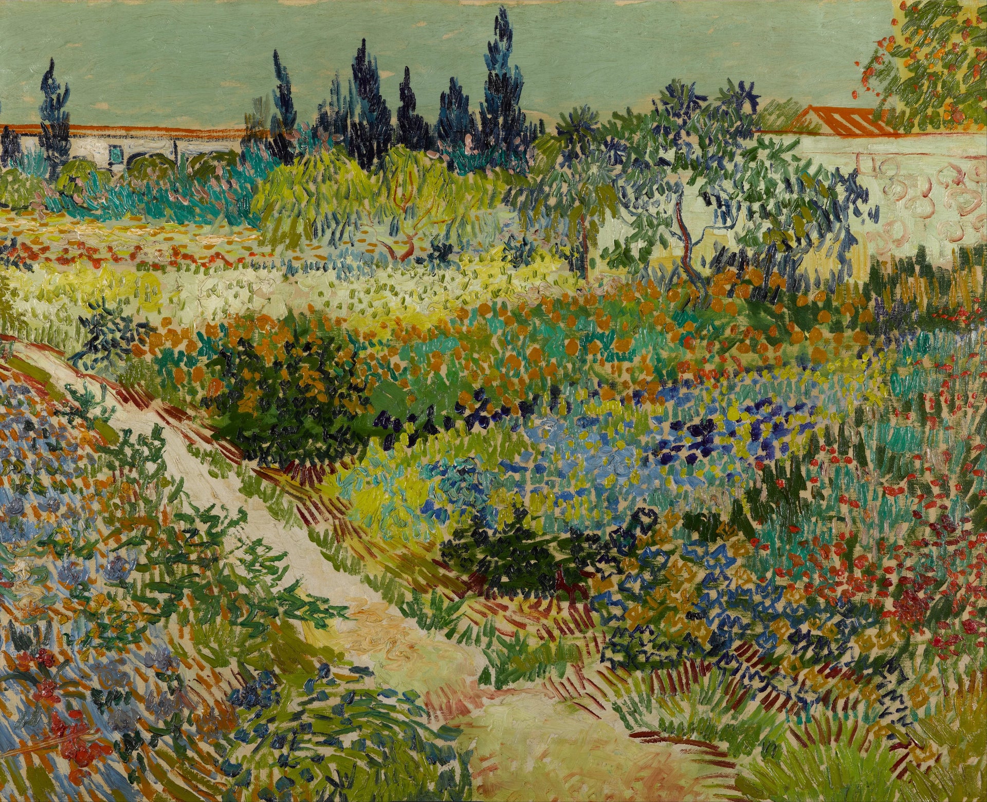 Jardin fleuri avec chemin F429 de Vincent van Gogh
