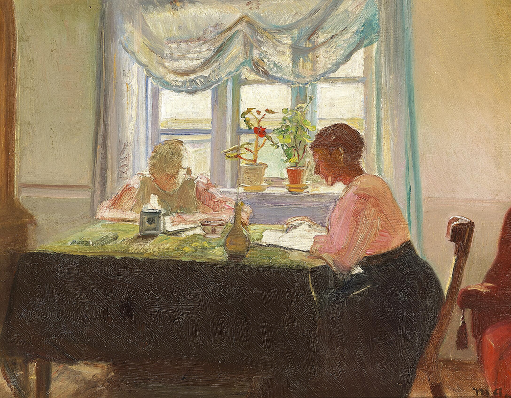 Je fais mes devoirs près de la fenêtre. - Michael Peter Ancher - Alpha Reproduction