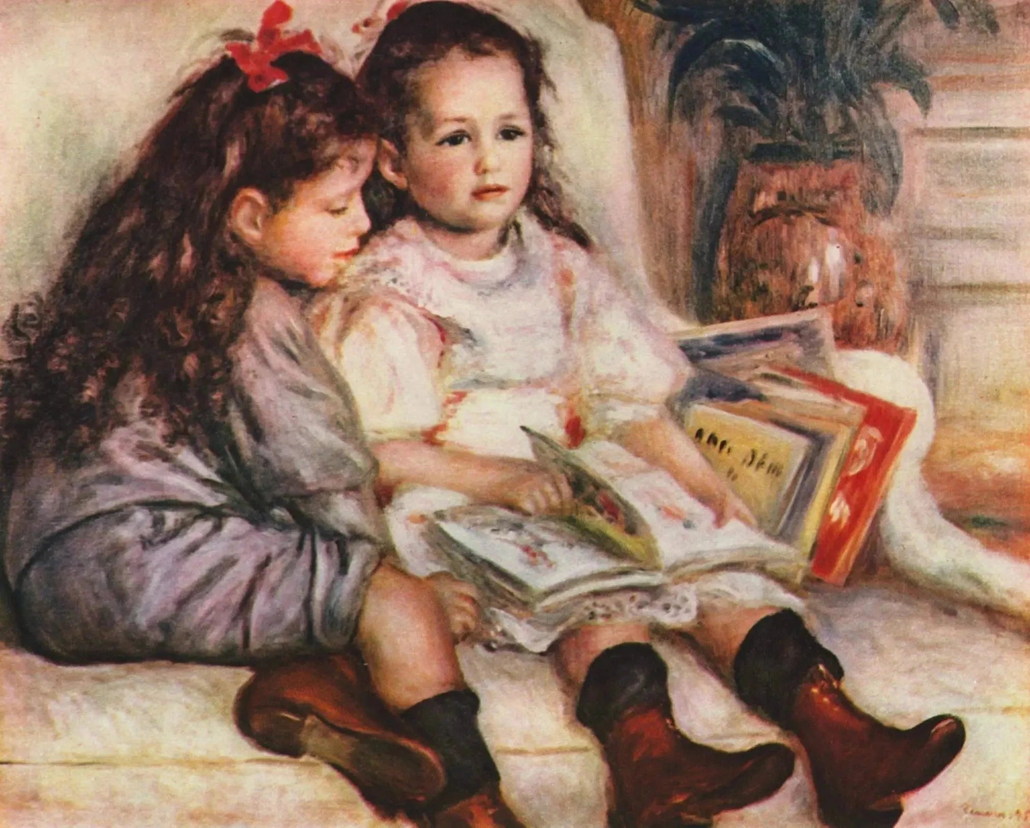 Jean et Geneviève, enfants de Martial Caillebotte, 1895, par Renoir – reproduction peinture à l’huile sur toile