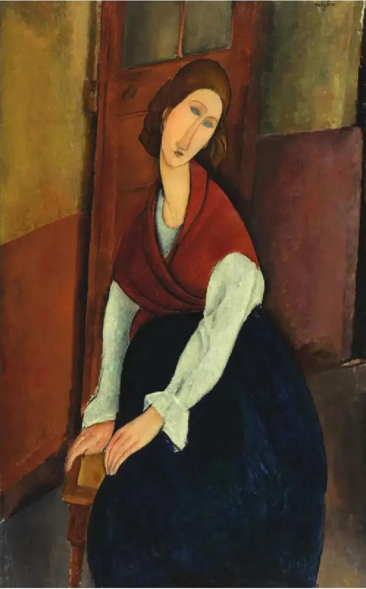 Jeanne Hébuterne devant une porte - Amedeo Modigliani image 1 tableau peint à l’huile sur toile