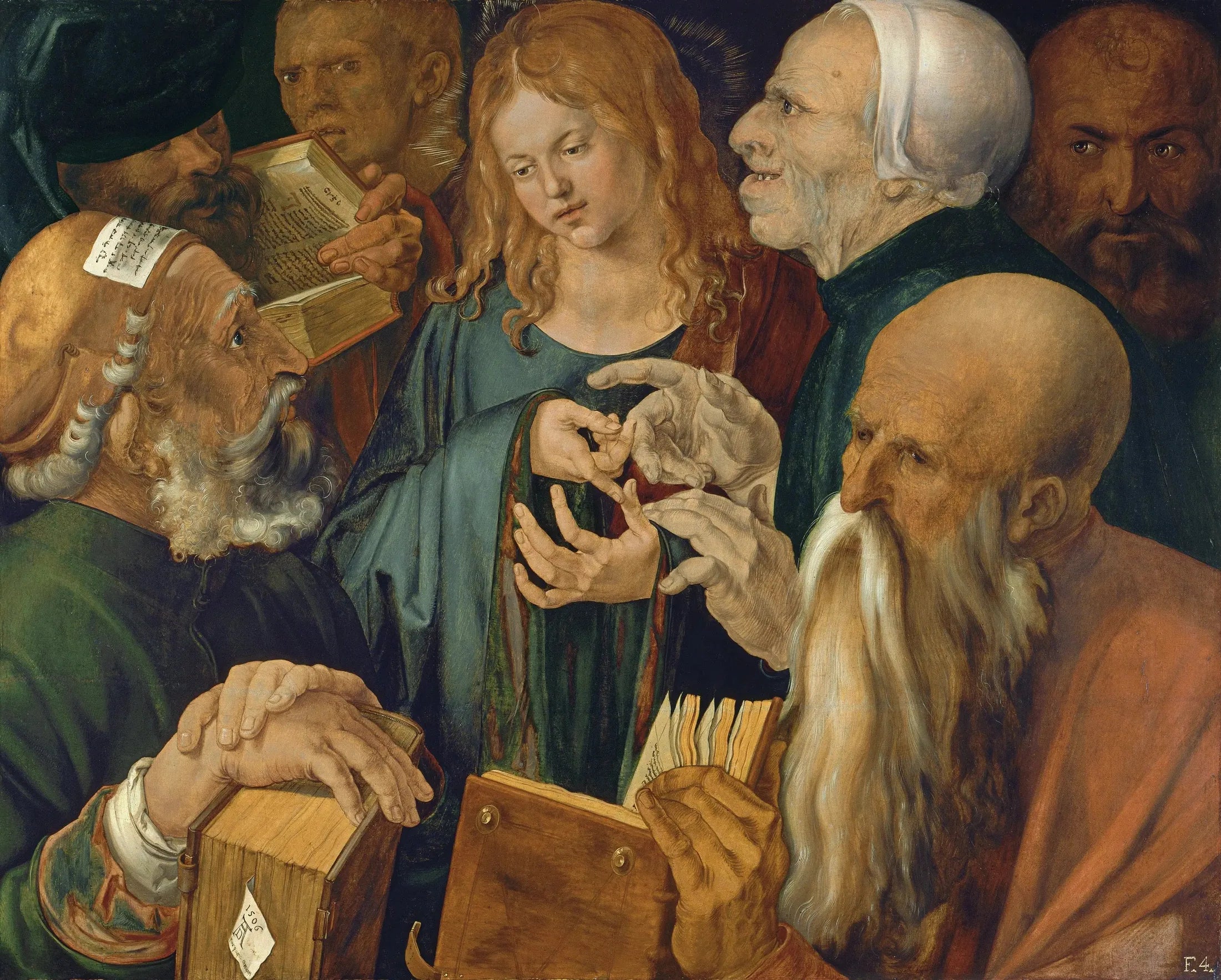 Jésus parmi les docteurs - Albrecht Dürer image 1 copie de tableau peinte à la main