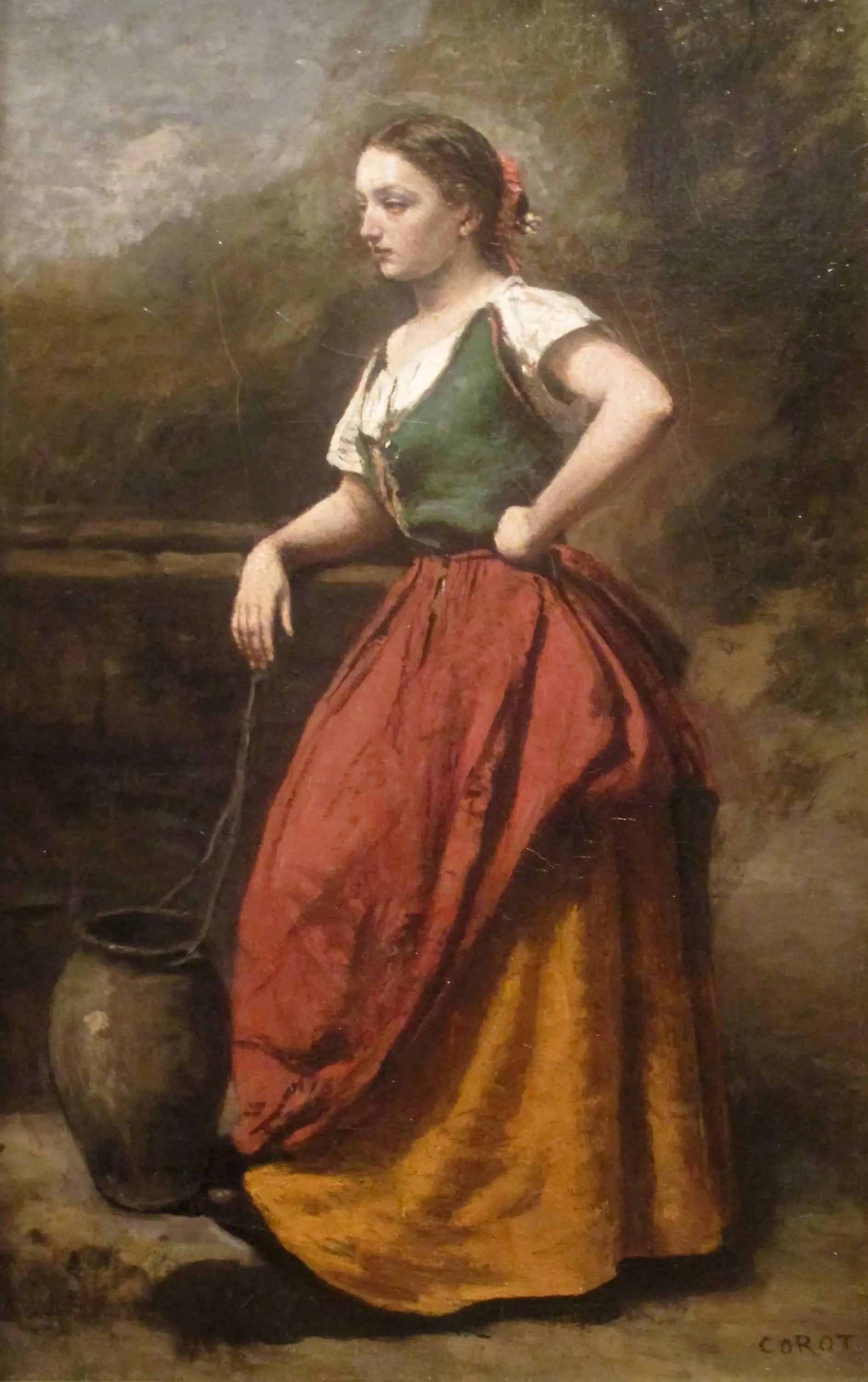 Jeune femme à la fontaine - Jean-Baptiste Camille Corot - Alpha Reproduction