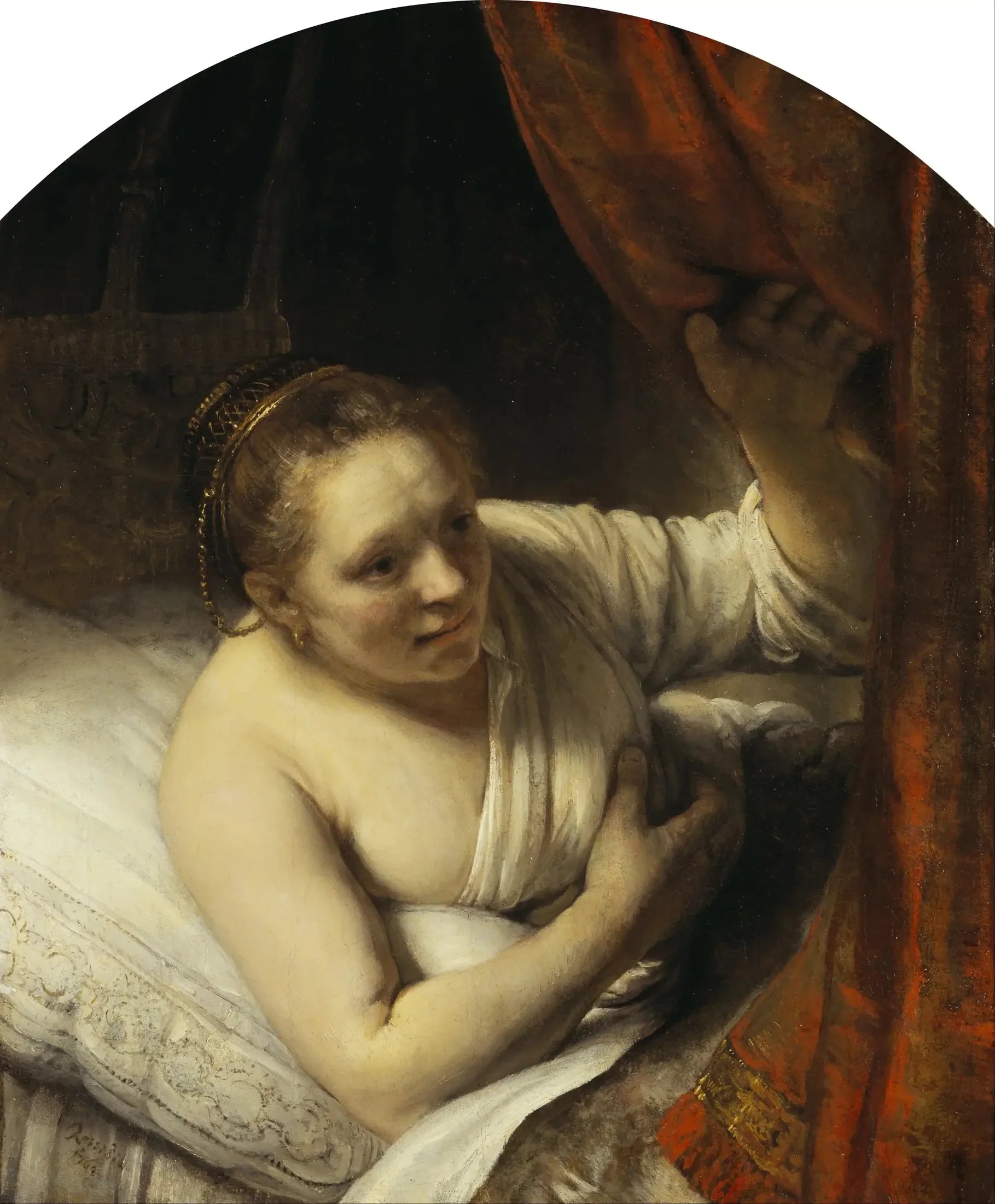Jeune Femme au lit - Rembrandt image 1 reproduction réalisée par Alpha Reproduction