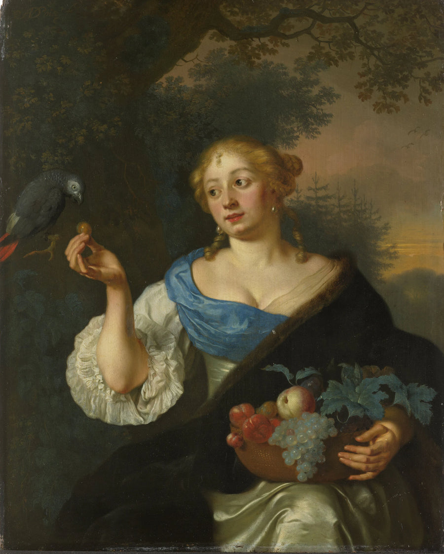Une jeune femme avec un perroquet - Ary de Vois