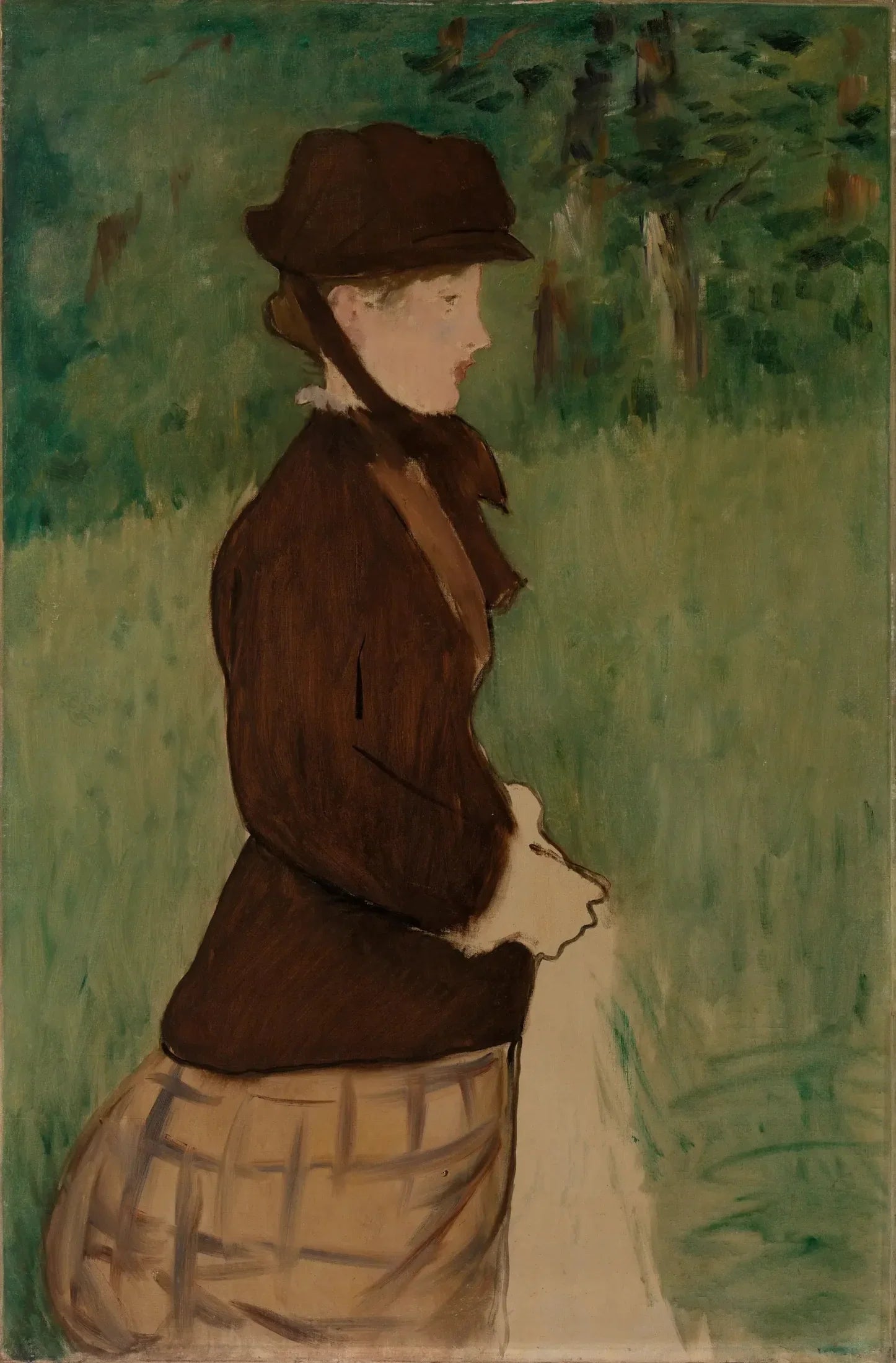 Jeune femme dans un jardin - Édouard Manet image 1 copie de tableau peinte à la main